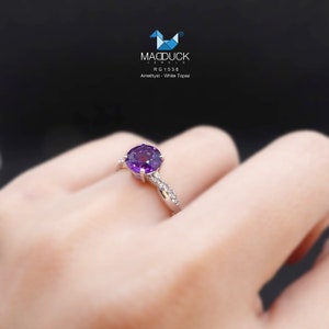 Amethyst / Natural Gemstones / Sterling Silver 925 Ring / Rhodium plated / Nickel-Free / MadDuckJewels RG1536AM