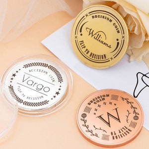 Moneda personalizada con nombre, regalo de San Valentín, moneda para tomar una decisión, regalos para novio, regalos de aniversario, regalo para novia, regalo de boda, regalo de cumpleaños
