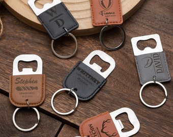 Custom Bottle Opener Keychain,Groomsmen Gift,Wedding Party Favors,Birthday Gift,Gift for Dad