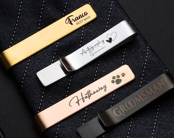 Personalized Tie Clip,Custom Engraved Tie Bar,Groomsman Gift,Boyfriend Gifts,Gift for Dad