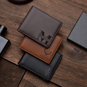 Carteras grabadas personalizadas, Cartera de cuero para hombre, Regalos para padrinos de boda, Regalos para fiestas, Recuerdos para bodas, Regalos para papás, Regalos de cumpleaños