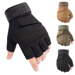 tactical fingerless leather gloves