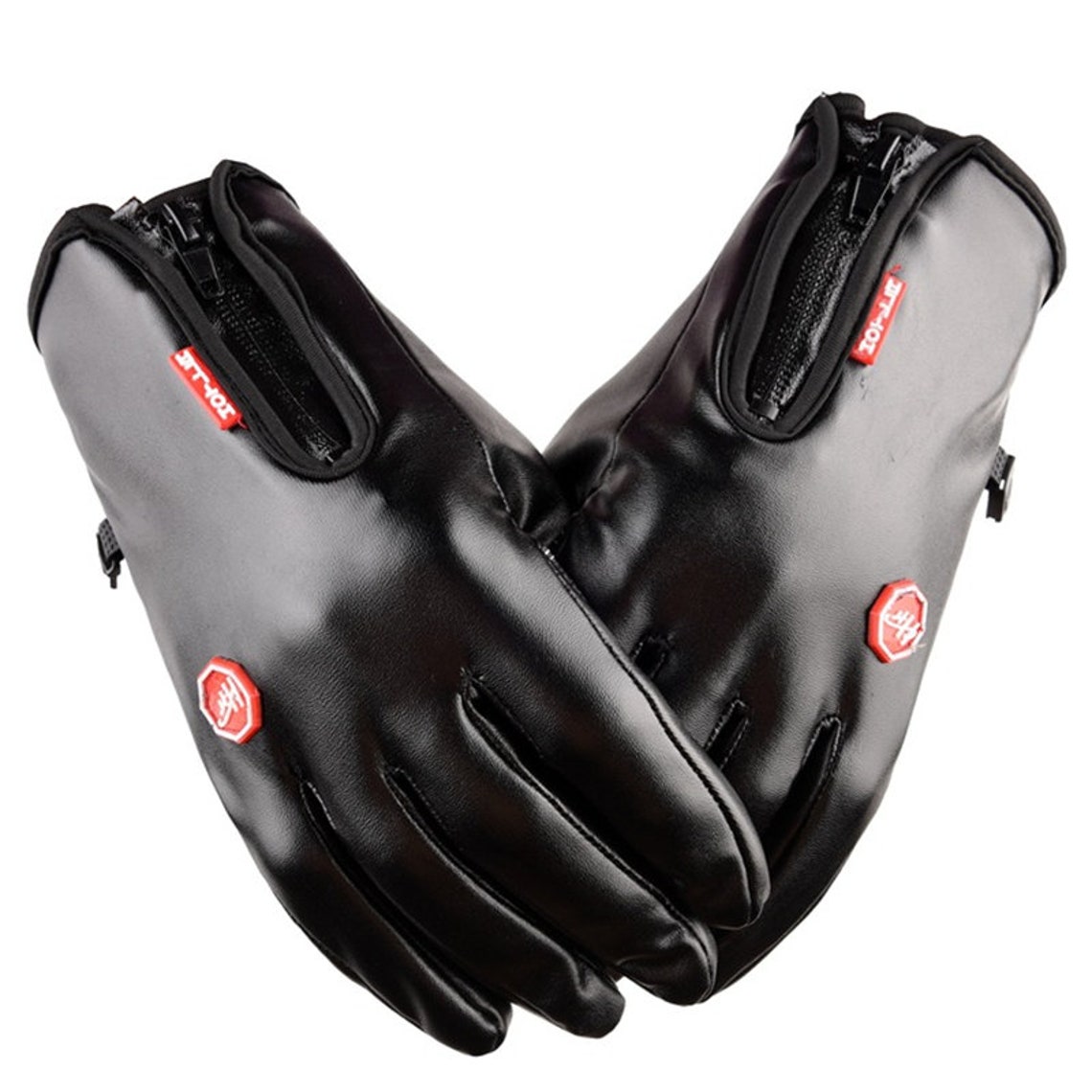Full Finger Zipper Gloves Pu Leather Touch Screen Men and Etsy