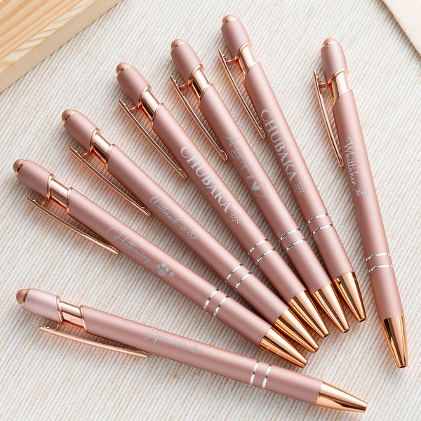 Stylo personnalisé en or rose, stylos cadeaux pour femme, stylos personnalisés en vrac, stylo personnalisé gravé, cadeaux de fête, idée cadeau de demoiselle d'honneur