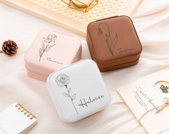 Custom Flower Jewelry Box,Name Jewelry Box,Bridemaid Gift,Gifts for Mom,Gifts for Girls,Bachelorette Favors,Gifts for Wife