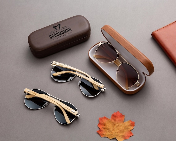 Personalized Wooden Sunglasses,Custom Sunglasses Box, Groomsmen Sunglasses,Bachelor Party Gift, Wedding Gifts,Gifts for Dad