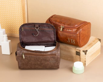 Trousse de toilette personnalisée pour homme,Trousse de toilette en cuir,Cadeau de mariage,Cadeau d'anniversaire,Cadeau pour homme d'honneur,Cadeau pour un père,Cadeau en cuir pour homme