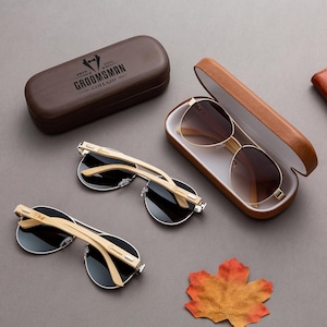 Personalized Wooden Sunglasses,Custom Sunglasses Box, Groomsmen Sunglasses,Bachelor Party Gift, Wedding Gifts,Gifts for Dad