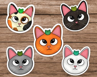 Cat With Frog Friend Sticker - Die Cut & Waterproof