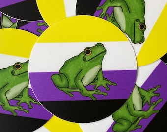Non-Binary Pride Frog Sticker - Die Cut / Waterproof