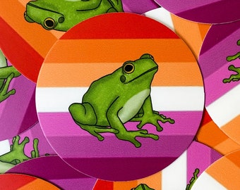 Lesbian Pride Frog Sticker - Die Cut / Waterproof