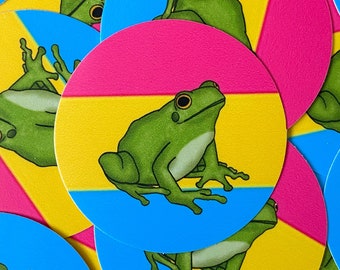 Pansexual Pride Frog Sticker - Die Cut / Waterproof