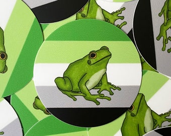 Aromantic Pride Frog Sticker - Die Cut / Waterproof