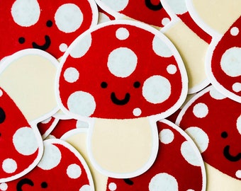 Happy Mushroom Sticker - Die Cut & Waterproof