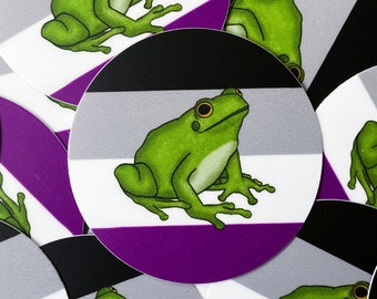 Asexual Pride Frog Sticker - Die Cut / Waterproof