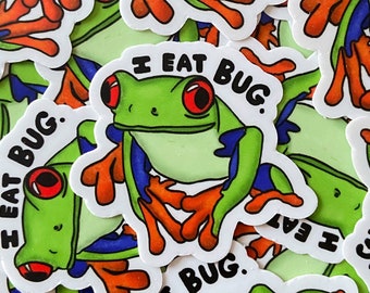 I Eat Bug Frog - Die Cut Sticker