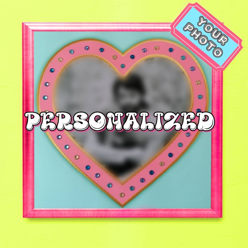 Personalized Bedazzled Couple Poster with Hotfix Rhinestones and Diamantes Custom Bedazzled Heart Poster