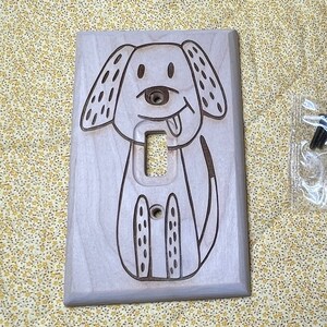 Laser Engraved Wood Light Switch - Happy Hound