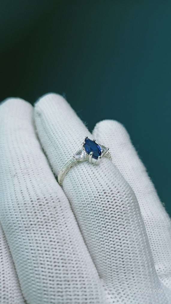 サファイア　リング　マーキス　silver925 指輪 925 スターリングシルバー マーキスカット ブルーサファイア