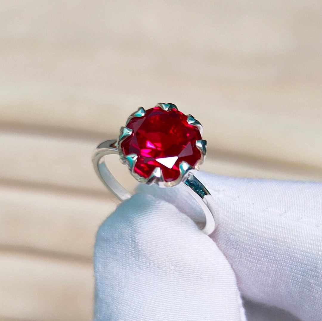 Bague spinelle rouge bague spinelle rouge coupe ronde bague en