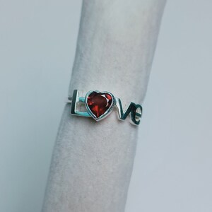 Red garnet ring garnet love ring 925sterling silver ring heart shape red garnet ring red garnet band ring best ring for gift birthstone ring