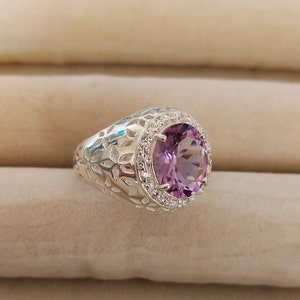 Rose De France Amethyst Ring, 925 Sterling Silver Ring, Men & Women Ring, Oval Cut Pink Amethyst Ring, Rose De France Ring, Engagement Ring