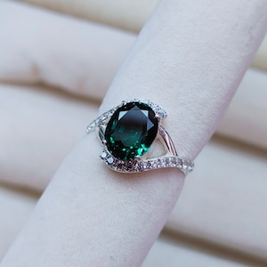 Teal sapphire ring, oval cut Teal sapphire ring, 925 Sterling Silver ring, Sapphire engagement ring, lab grown Teal sapphire ring
