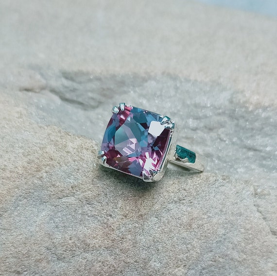 Alexandrite Ring 925 Sterling Silver Ring Lab Created