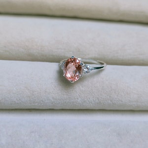 Peach Sapphire Ring,925 Sterling Silver Ring, Peach Sapphire Oval Cut ...