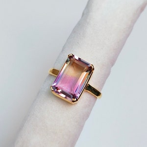 Natural Ametrine Ring, 925 sterling Silver Ring, octagon cut ametrine ring, ametrine silver ring Hand Made Ring, Wedding Ring, Ring for Gift