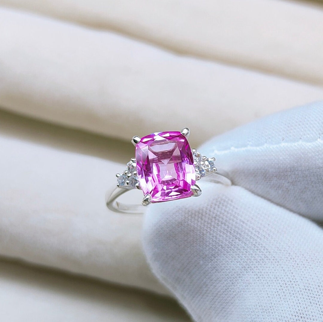 Ecclissi 23997 Facets Sterling Silver Pink Gemstone Sapphire Ecclissi Women Sterling Silver Leather Pink Sapphire | eBay main image 3