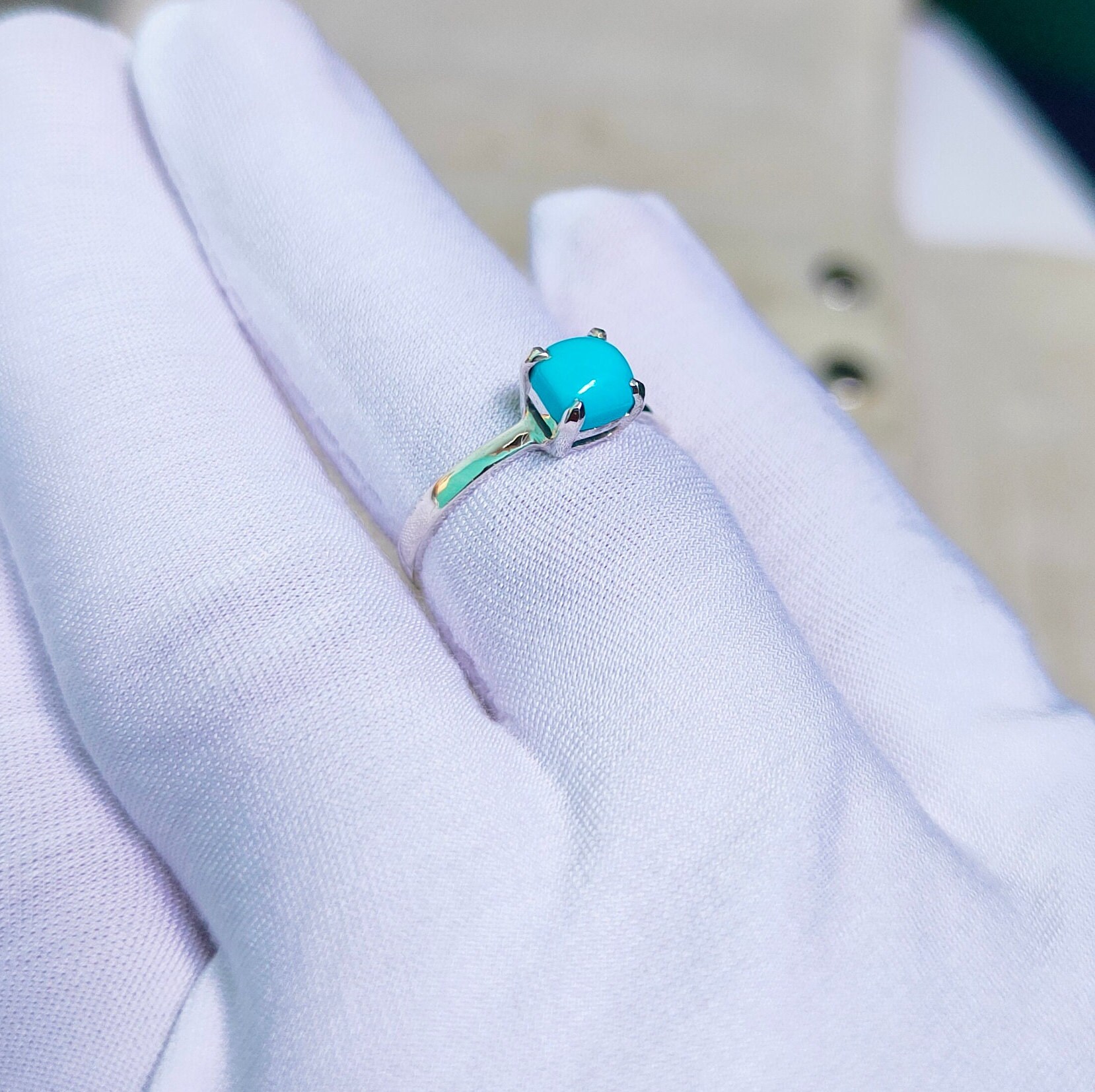 Natural Sleeping Beauty Turquoise Ring 925 Sterling Silver Ring ...