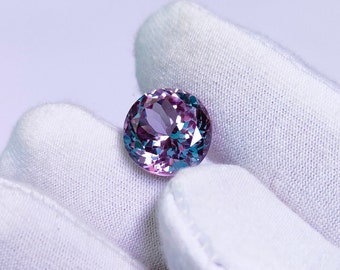 Alexandrite stone, 13 mm Alexandrite, Round cut Alexandrite stone, 12 carat Alexandrite stone, color change stone, Lab grown Alexandrite
