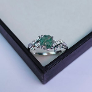 Natural Moss Agate Ring, Cushion cut Moss Agate Ring, Moss Agate 925 Sterling Silver Ring, Green Moss Agate Ring, Moss Agate Engagement Ring