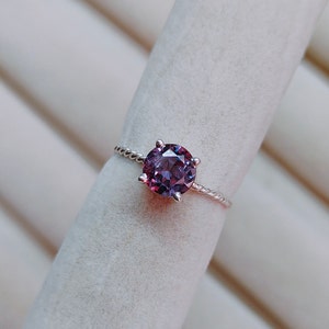 Alexandrite Ring, 925 sterling silver ring, lab created alexandrite ring, color change stone ring, round cut alexandrite ring, ring for gift