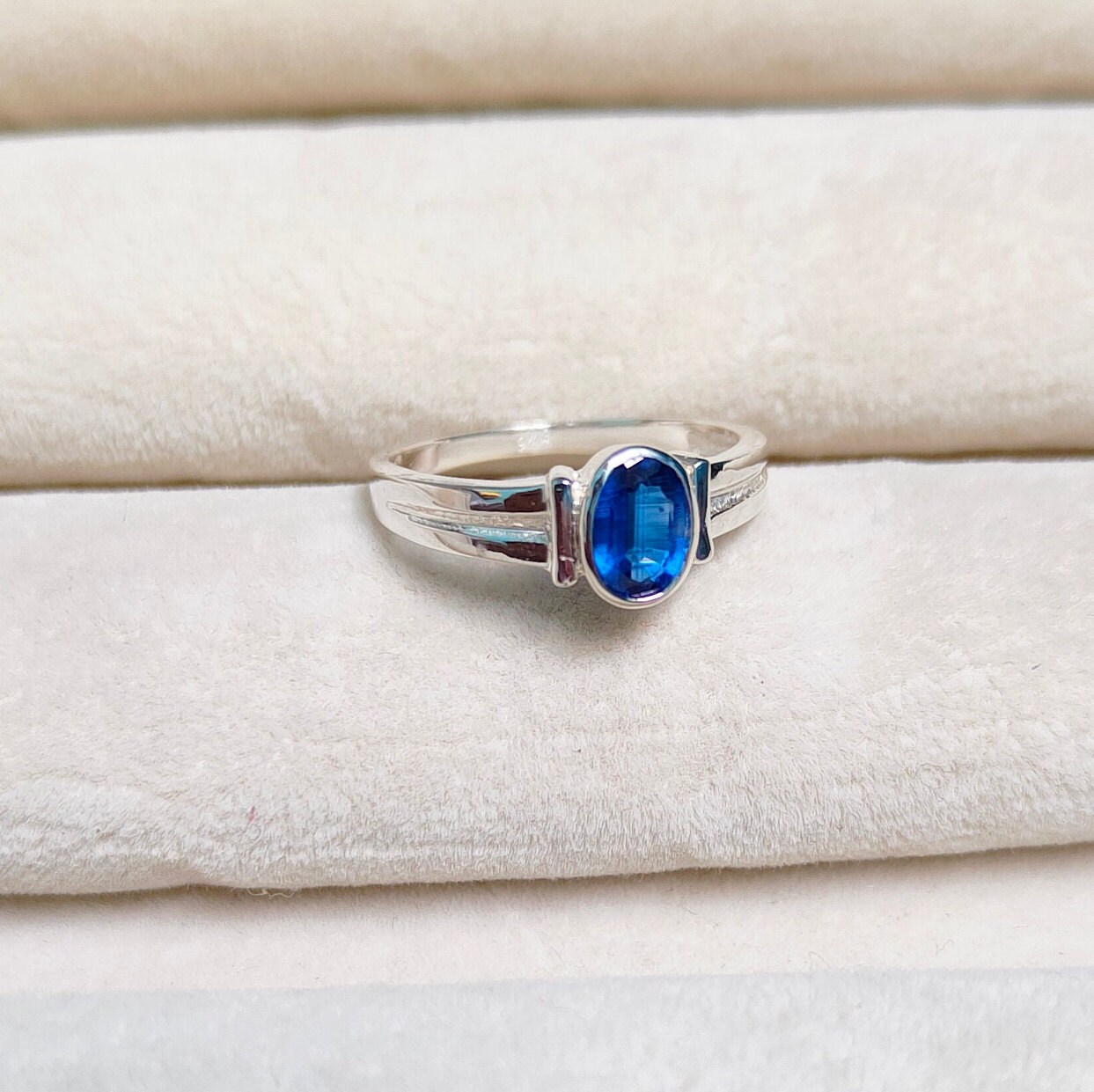 Natural Kyanite Ring, Oval Cut Kyanite Ring, 925 Sterling