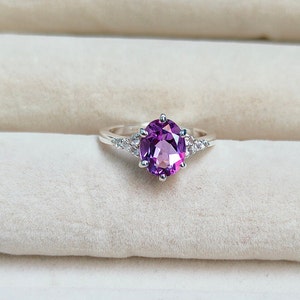Rose De France Amethyst Ring 925 Sterling Silver Ring, Natural Amethyst Ring, Oval cut Amethyst Ring, Pink Amethyst Ring, Wedding ring