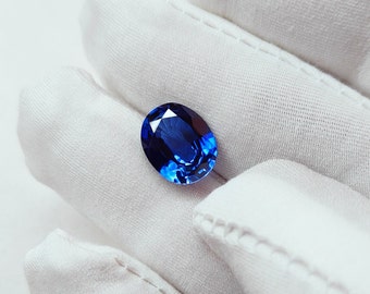 Piedra de zafiro azul, piedra de zafiro azul de 10 x 12 mm, piedra de zafiro azul de corte ovalado, piedra de zafiro azul real profundo, piedra de zafiro azul cultivada en laboratorio