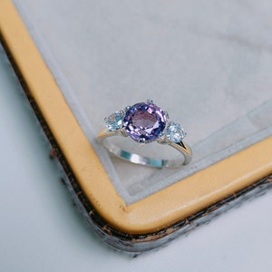 Rose De France Amethyst Ring, 925 Sterling Silver Ring, Pink Amethyst Silver Ring, round cut Amethyst Ring, rose de france silver ring