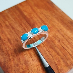 sleeping beauty turquoise band, turquoise wedding band, turquoise ring, 925 sterling silver ring, December Birthstone, oval turquoise band