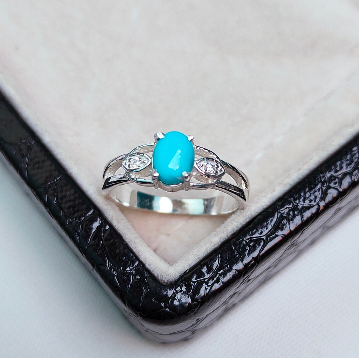 Natural Arizona Turquoise Ring, Oval Arizona Turquoise Ring, 925