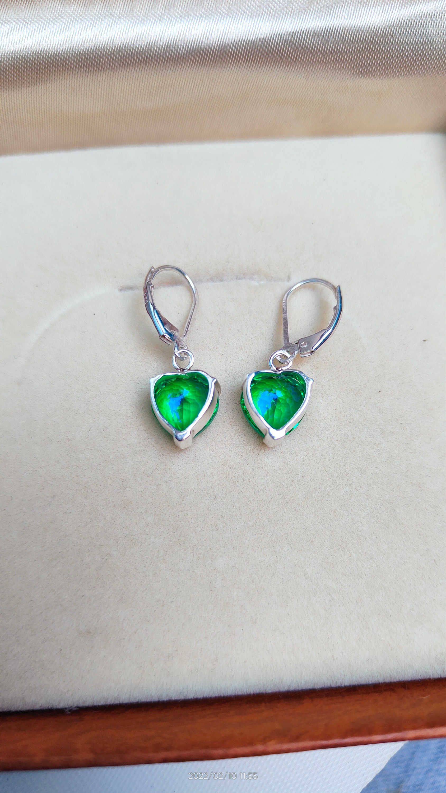 Peacock Quartz Stud Drop Earrings Heart Peacock Quartz Earrings