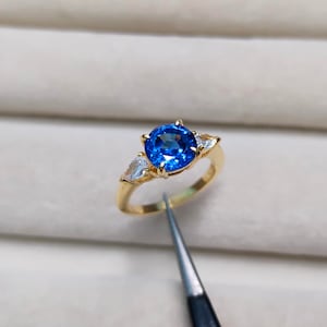 Blue Sapphire Ring, Round Cut Blue Sapphire Ring, 925 Sterling Silver Ring, Lab Created Blue Sapphire Ring, lab grown sapphire ring for gift