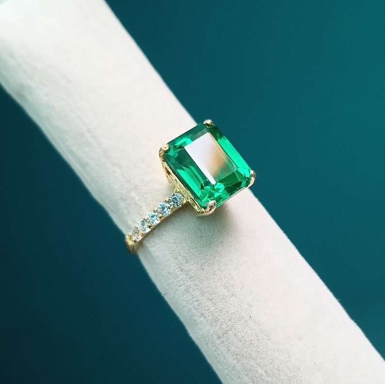 Lab Created Emerald Ring 925 Sterling Silver Ring Look Like Etsy