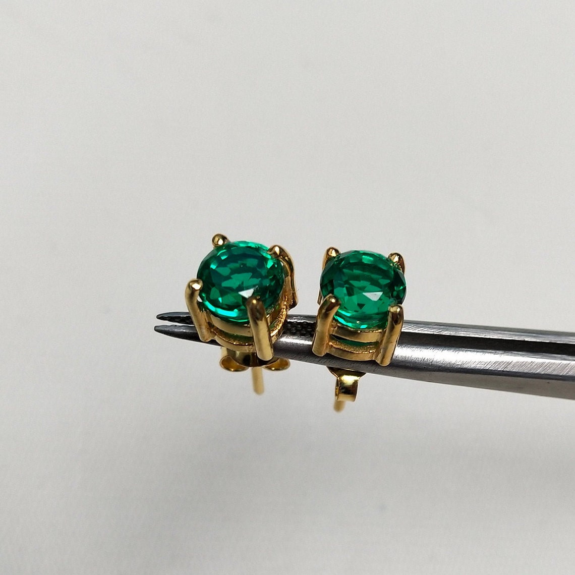 Lab Created Emerald Stud Earrings 925 sterling silver Etsy