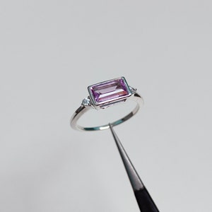 Rose De France Amethyst Ring 925 Sterling Silver Ring, Natural Amethyst Ring, Baguette Amethyst Ring, Pink Amethyst Ring, Wedding ring Band