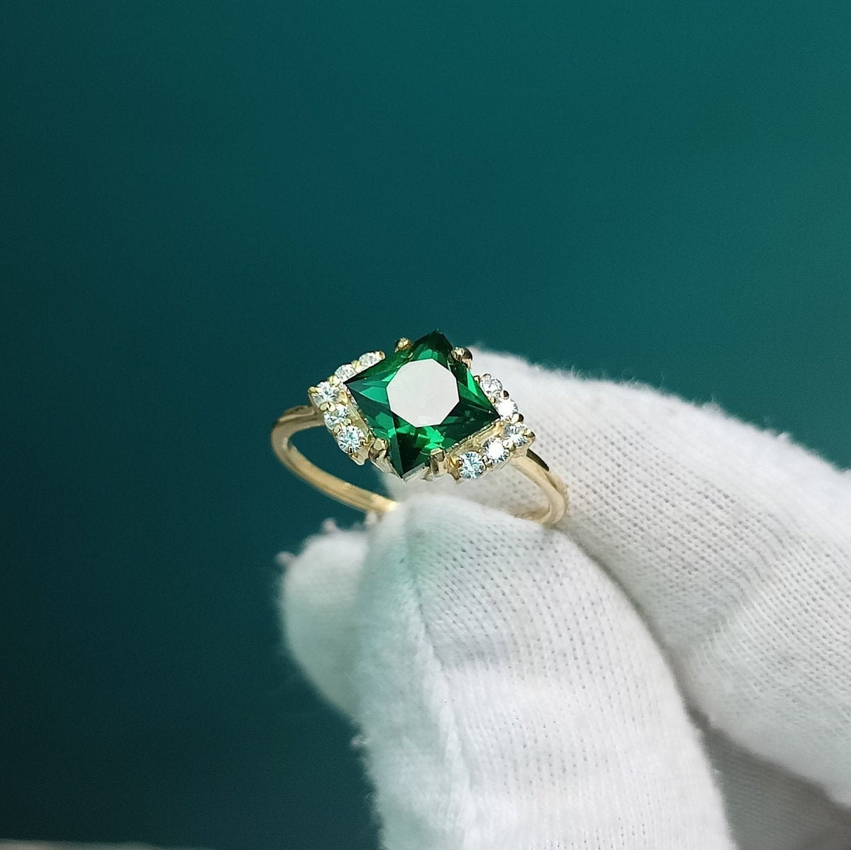Lab Created Emerald Ring 925 Sterling Silver Ring Green Etsy UK