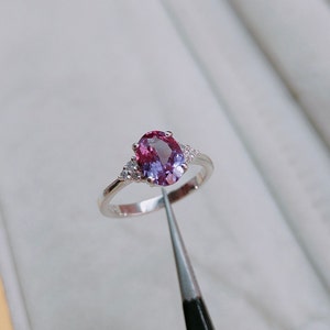 Alexandrite Ring, lab created alexandrite ring, 925 Sterling Silver Ring, Color Change Stone Ring, Oval Cut Alexandrite, Ring for Gift