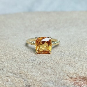 Anillo de citrino, anillo de citrino con corte cojín, anillo de plata de ley 925, anillo de citrino natural de primera calidad, anillo con piedra de nacimiento de noviembre, anillo hecho a mano