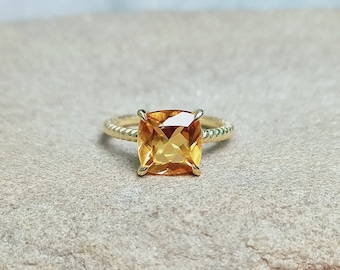 Citrine ring, cushion cut citrine ring 925 sterling silver ring, natural top quality citrine ring, November Birthstone Ring, hand made ring